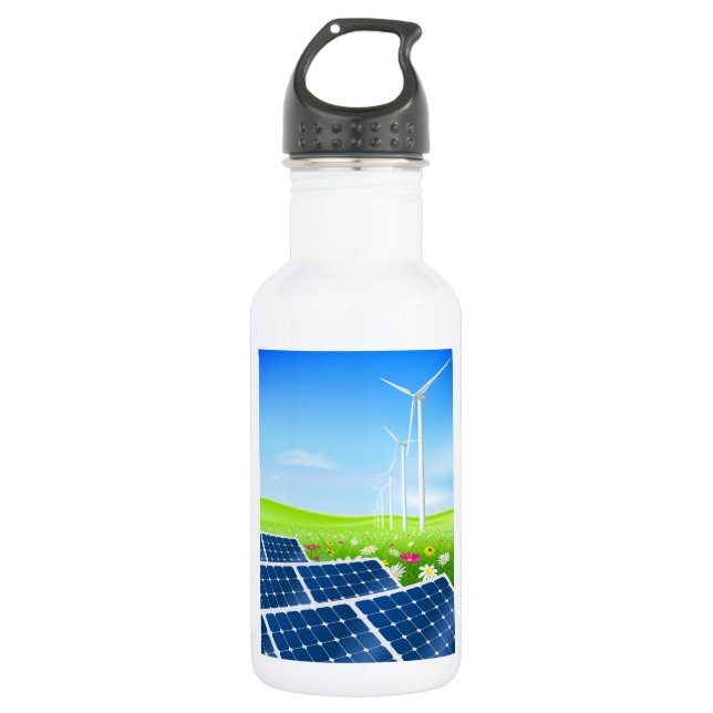 Solar And Wind Power Water Bottle (Front)