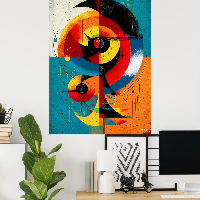 Solar Axis – Mid-Century Bauhaus Symmetry Wall Art (Home Office)