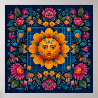 Solar Bloom - Folk Art Solarpunk Poster