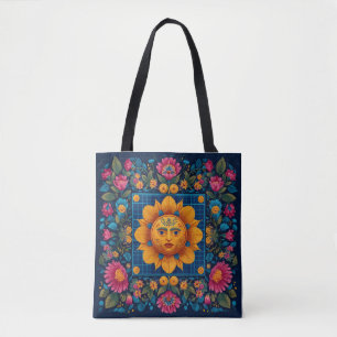 Solar Bloom - Folk Art Solarpunk Tote Bag