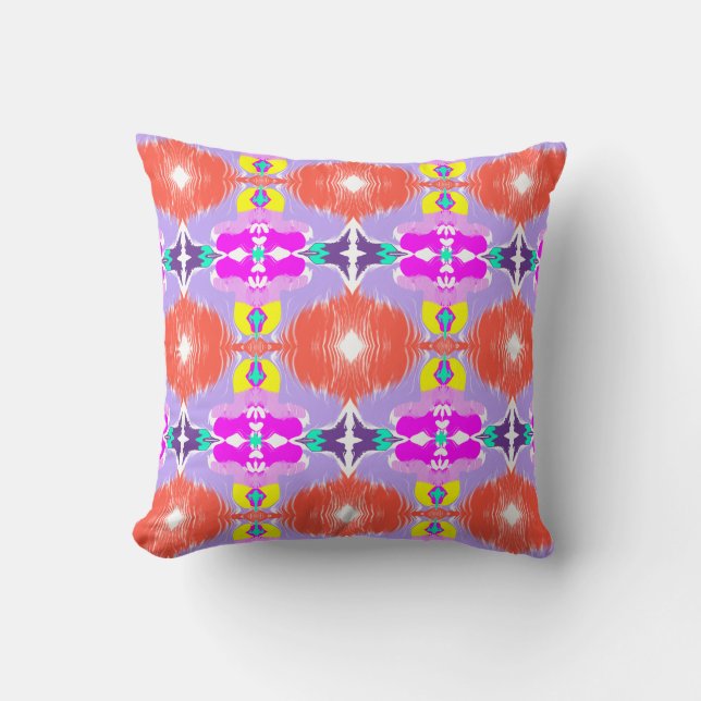 Solar Bloom Kaleidoscope Throw Pillow (Front)