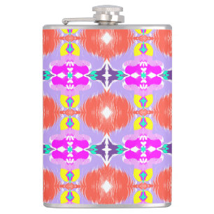Solar Bloom Kaleidoscope Throw Pillow Hip Flask