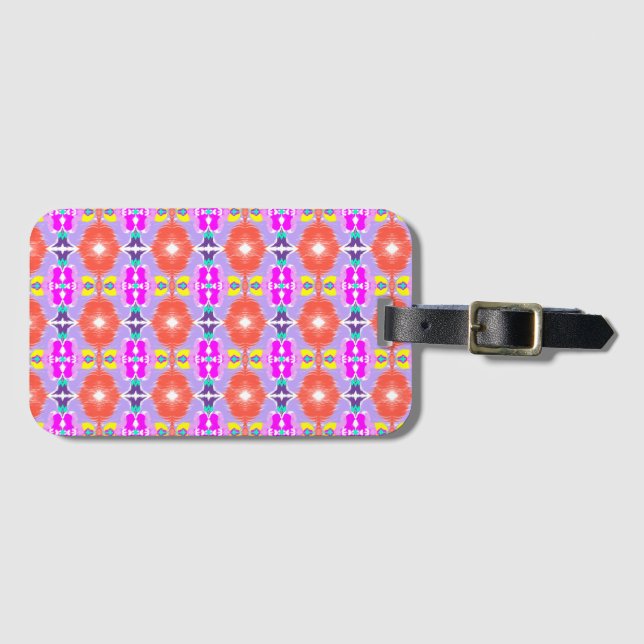 Solar Bloom Kaleidoscope Throw Pillow Luggage Tag (Front Horizontal)