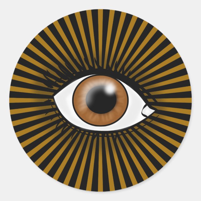Solar Brown Eye Classic Round Sticker (Front)