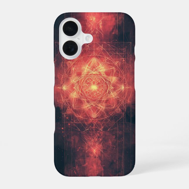 Solar Burst Matrix iPhone 16 Case (Back)