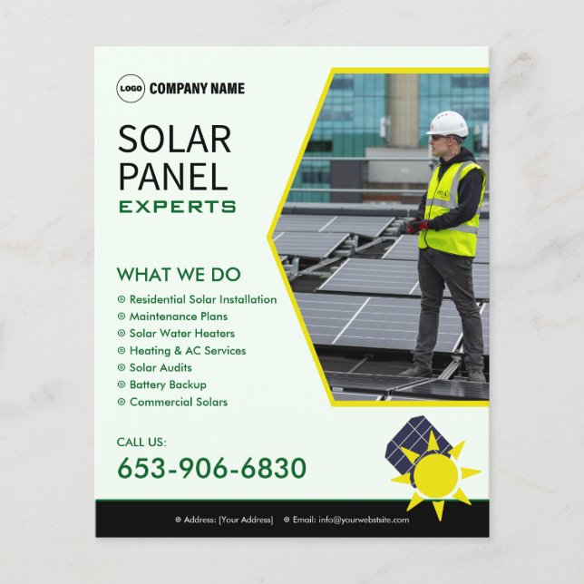 Solar Business Editable Custom Flyer (Front)