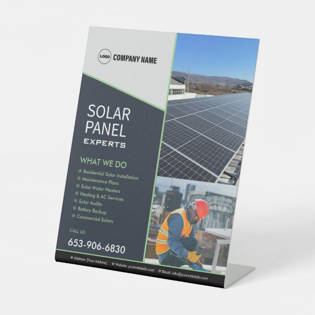 Solar Business Services Custom Pedestal Sign (Front)