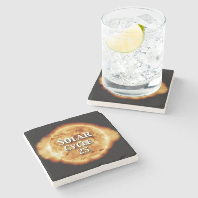 Solar Cycle 25 Active Sun Stone Coaster (Side)