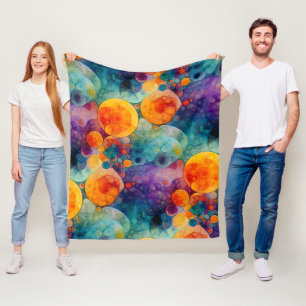 Solar Drift Vibrant Fractal Art Abstract Pattern Fleece Blanket
