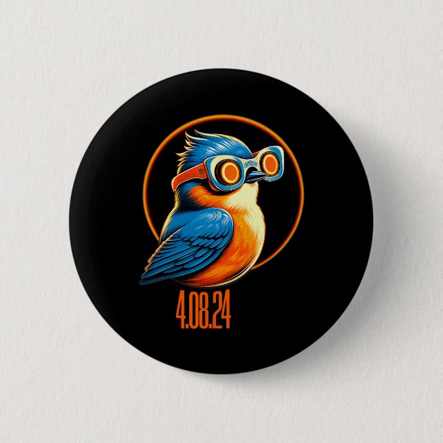 Solar Eclipse 04 08 2024 Eastern Bluebird Eclipse  6 Cm Round Badge (Front)