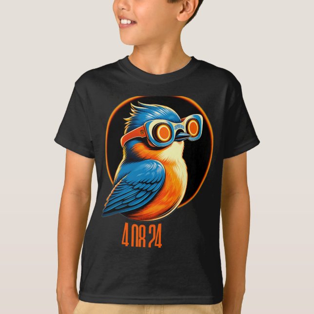 Solar Eclipse 04 08 2024 Eastern Bluebird Eclipse  T-Shirt (Front)