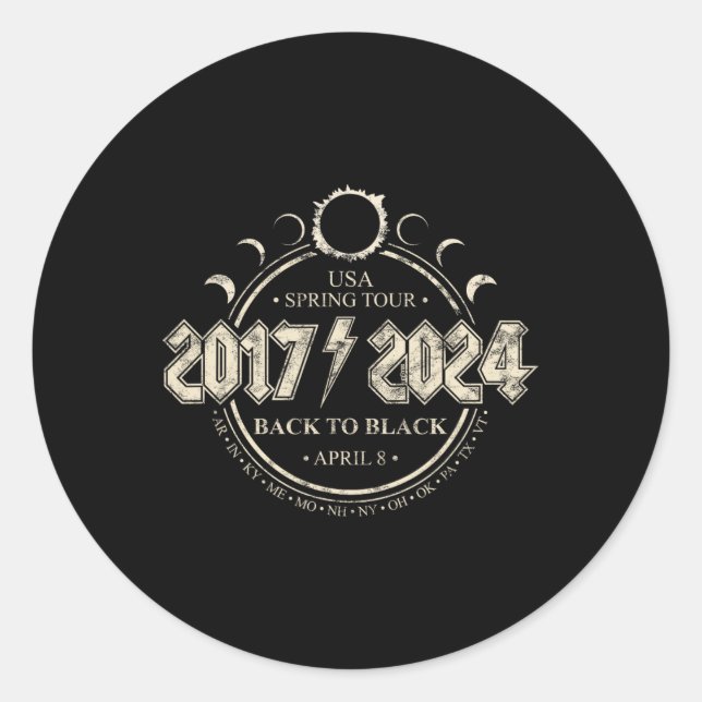 Solar Eclipse 20172024 Back To Black Usa Spring To Classic Round Sticker (Front)