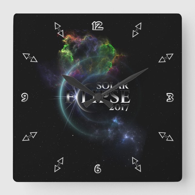 Solar Eclipse 2017 Square Wall Clock (Front)