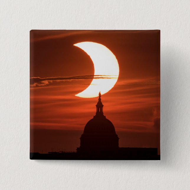 Solar Eclipse 2021 15 Cm Square Badge (Front)