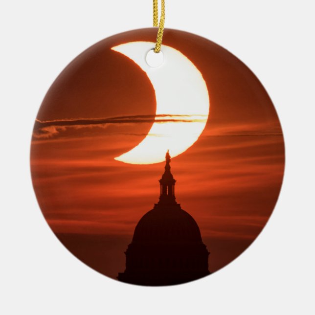 Solar Eclipse 2021 Ceramic Tree Decoration (Front)
