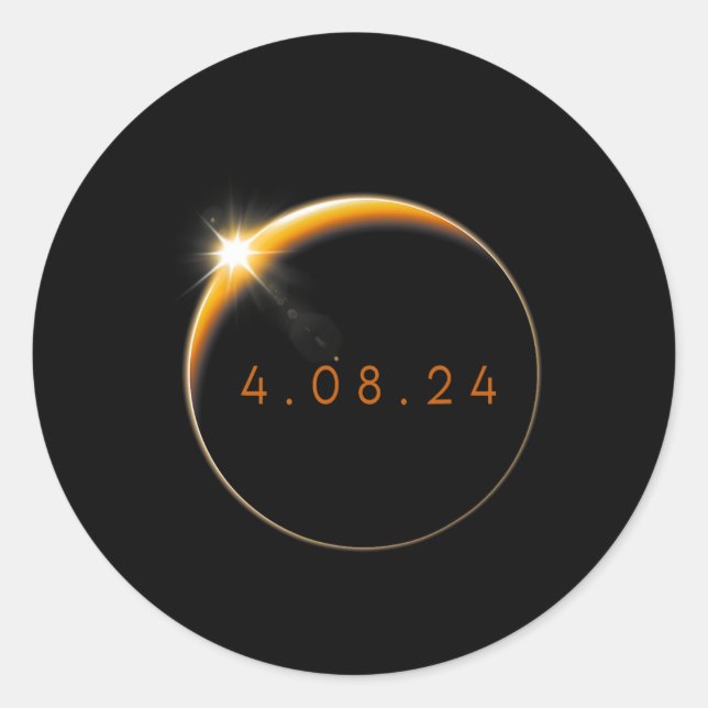 Solar Eclipse 2024 040824 Eclipse Mens Womens Kids Classic Round Sticker (Front)