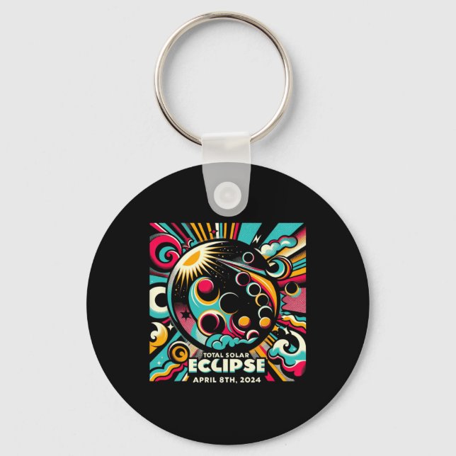 Solar Eclipse 2024 04.08.24 Eclipse Mens Womens Ki Key Ring (Front)