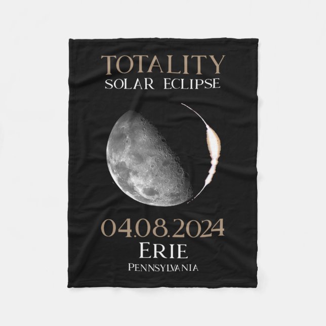 Solar Eclipse 2024 04.08.24 Erie Pennsylvania  Fleece Blanket (Front)