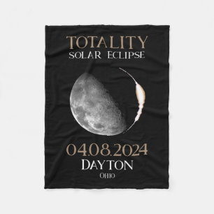 Solar Eclipse 2024 04 Dayton Ohio  Fleece Blanket