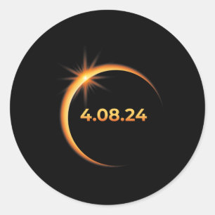 Solar Eclipse 2024 America Totality 04 08 24 Sprin Classic Round Sticker