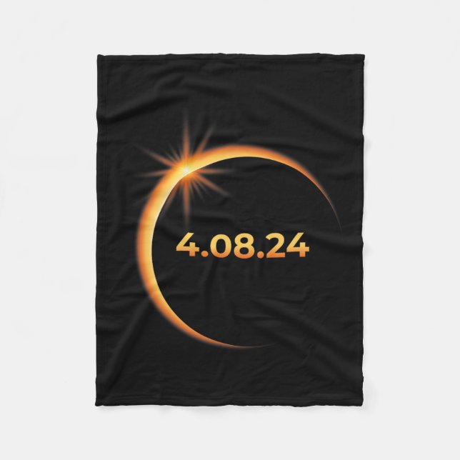 Solar Eclipse 2024 America Totality 04 08 24 Sprin Fleece Blanket (Front)
