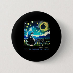 Solar Eclipse 2024 Anime Style Art  6 Cm Round Badge