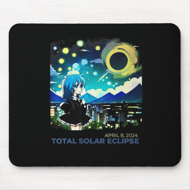 Solar Eclipse 2024 Anime Style Art  Mouse Pad (Front)