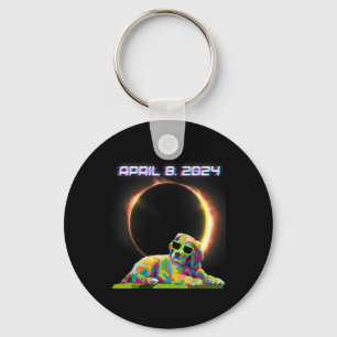 Solar Eclipse 2024 April 8 Dog Solar Eclipse Glass Key Ring