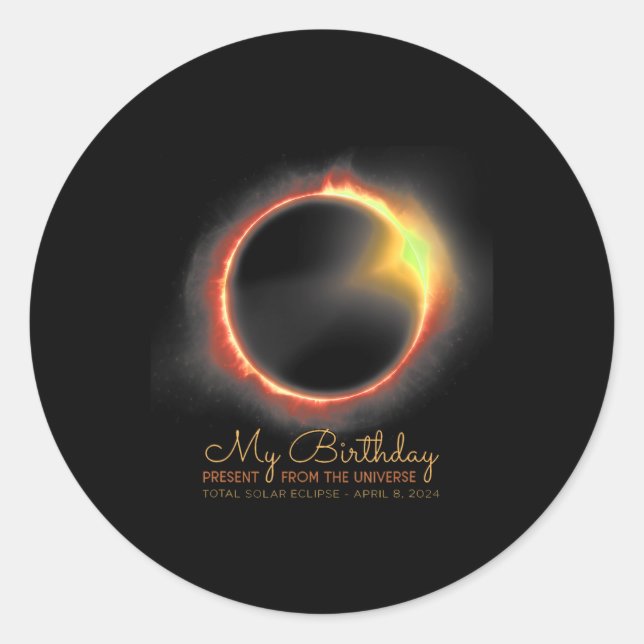 Solar Eclipse 2024 April 8 Total Eclipse  Classic Round Sticker (Front)