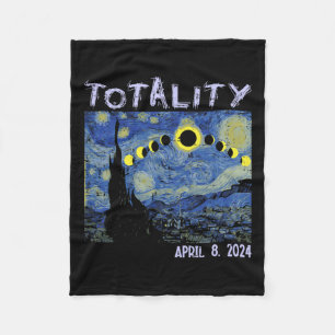 Solar Eclipse 2024 Art Totality April 8 Men Women Fleece Blanket