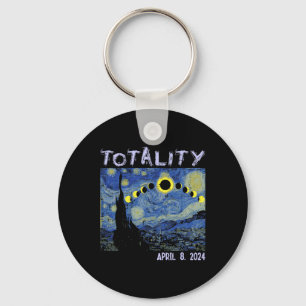 Solar Eclipse 2024 Art Totality April 8 Men Women Key Ring