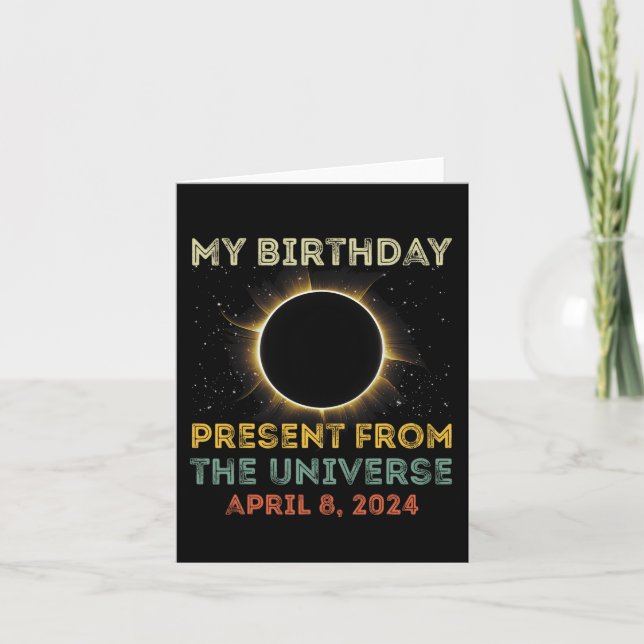 Solar Eclipse 2024 Birthday Present 4.8.24 Totalit Card (Front)