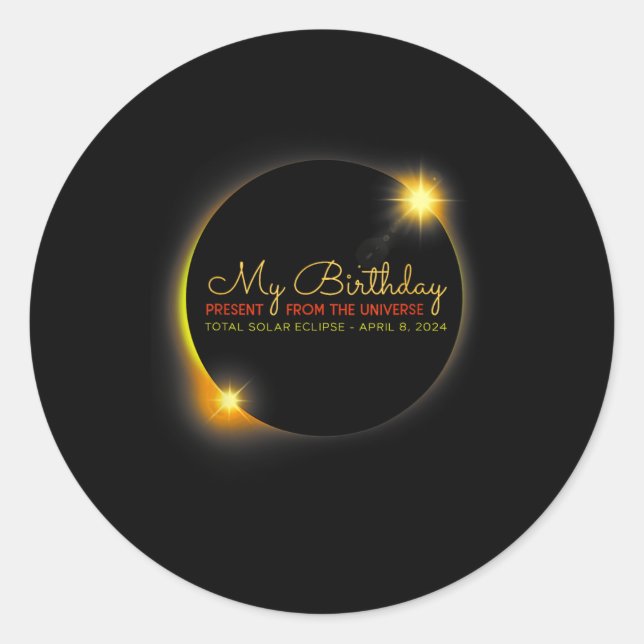 Solar Eclipse 2024 Birthday Present 4.8.24 Totalit Classic Round Sticker (Front)