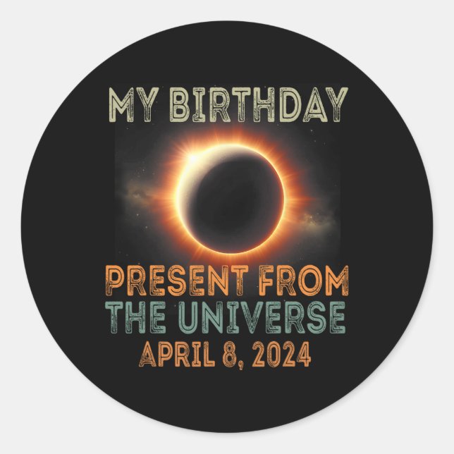 Solar Eclipse 2024 Birthday Present 4.8.24 Totalit Classic Round Sticker (Front)