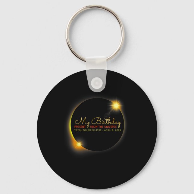 Solar Eclipse 2024 Birthday Present 4.8.24 Totalit Key Ring (Front)