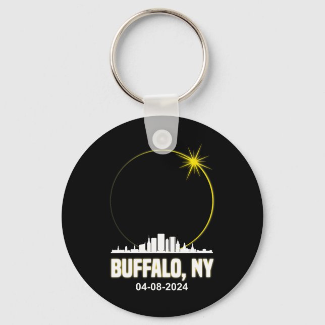 Solar Eclipse 2024 Buffalo Skyline Total Solar Ecl Key Ring (Front)
