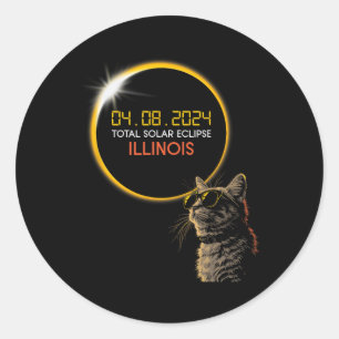 Solar Eclipse 2024 Cat Wearing Eclipse Glasses 1 Classic Round Sticker