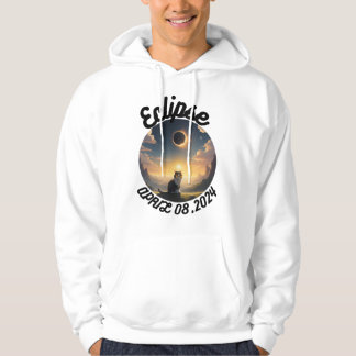 Solar Eclipse,2024 Cat Wearing Solar Eclips Glasse Hoodie