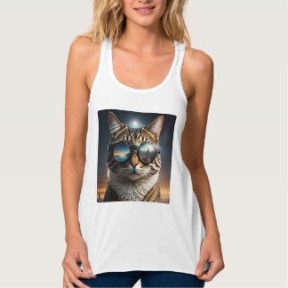 Solar Eclipse,2024 Cat Wearing Solar Eclips Glasse Singlet