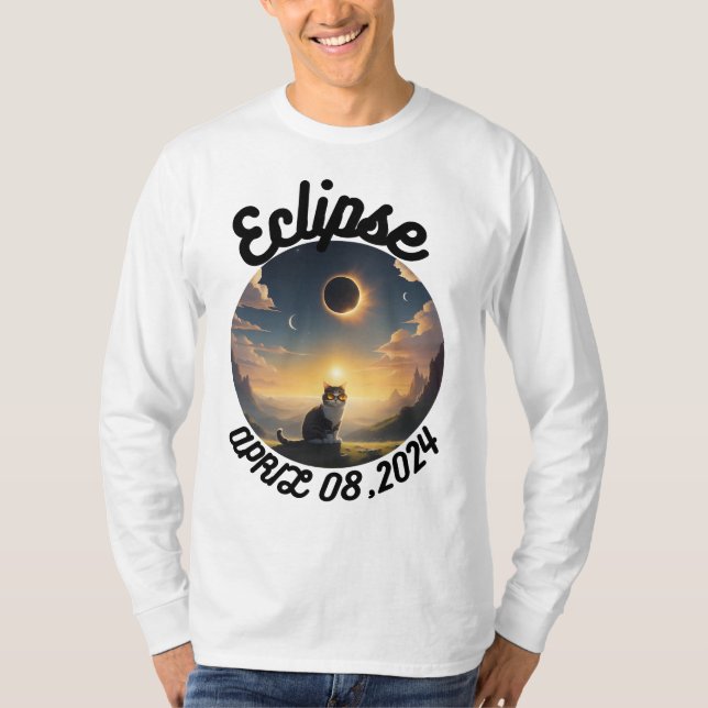Solar Eclipse,2024 Cat Wearing Solar Eclips Glasse T-Shirt (Front)