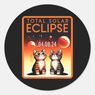 Solar Eclipse 2024 Cats Total Solar Eclipse 4.08.2 Classic Round Sticker