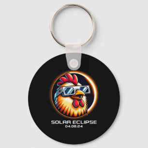 Solar Eclipse 2024 Chicken Totality Cute Matching Key Ring