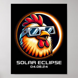 Solar Eclipse 2024 Chicken Totality Cute Matching  Poster