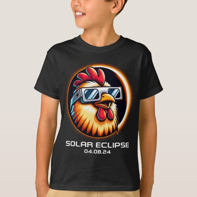 Solar Eclipse 2024 Chicken Totality Cute Matching  T-Shirt (Front)