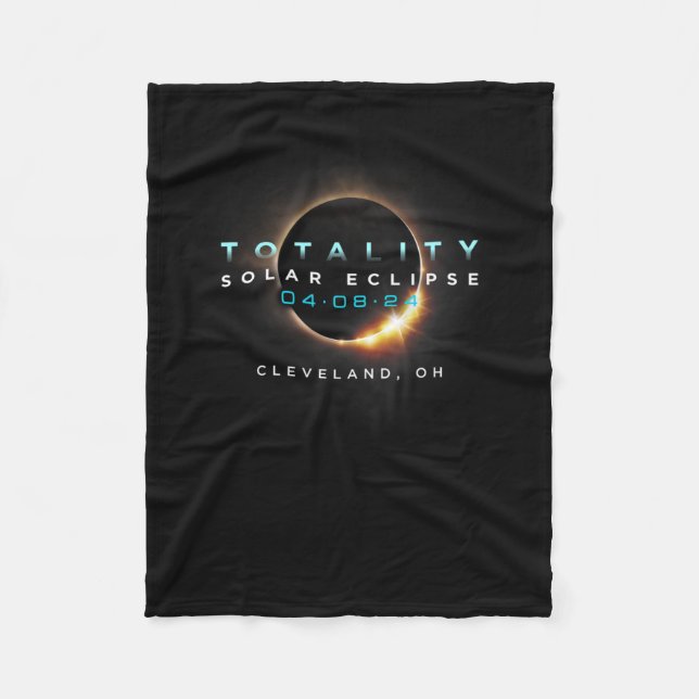 Solar Eclipse 2024 Cleveland  Fleece Blanket (Front)