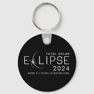 Solar Eclipse 2024 Custom Location Commemorative Key Ring