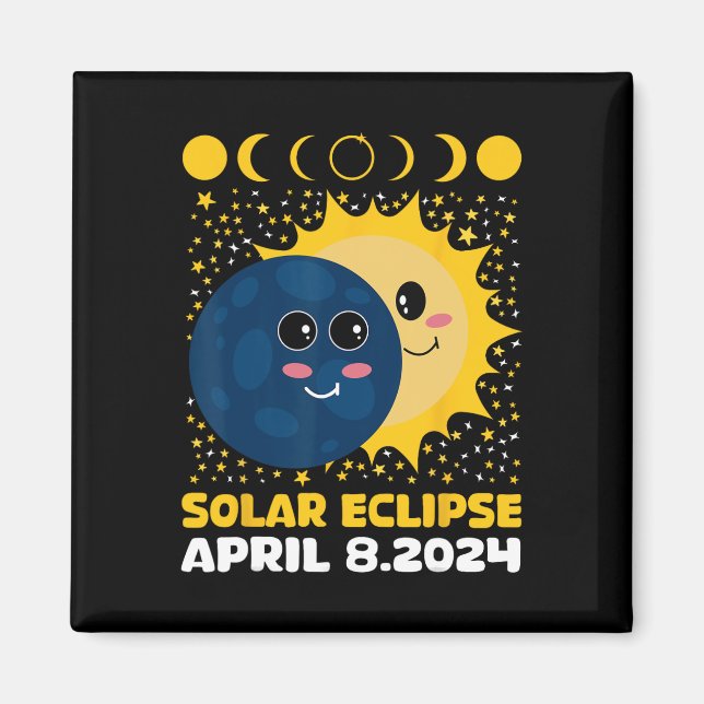 Solar Eclipse 2024 Cute Kids Toddler Boy Total Ecl Magnet (Front)