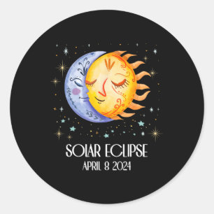 Solar Eclipse 2024 Cute Solar Eclipse Kids Boys Gi Classic Round Sticker