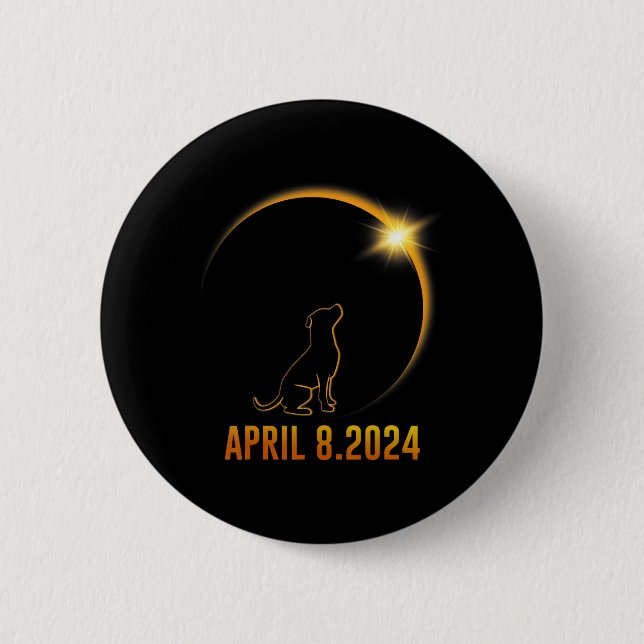 Solar Eclipse 2024 Dog Totality 1  6 Cm Round Badge (Front)