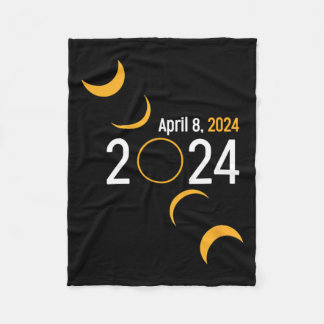 Solar Eclipse 2024  Fleece Blanket